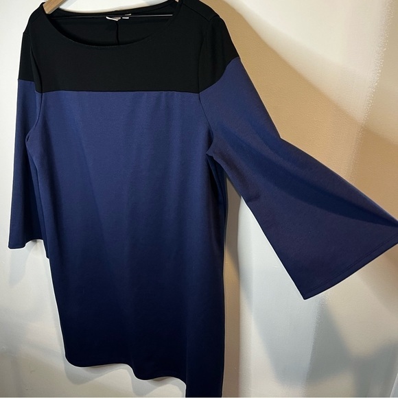 Women’s | GAP Blue Black Colorblock Ponte 3/4 Sleeve Round Neck Shift Dress | XL - Picture 6 of 10